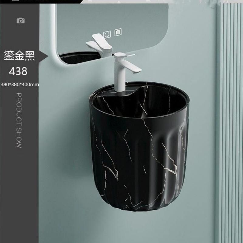 Wall-Mounted Round Custom-Color Ceramic Basin Integrated Pedestal for Bathroom & Balcony