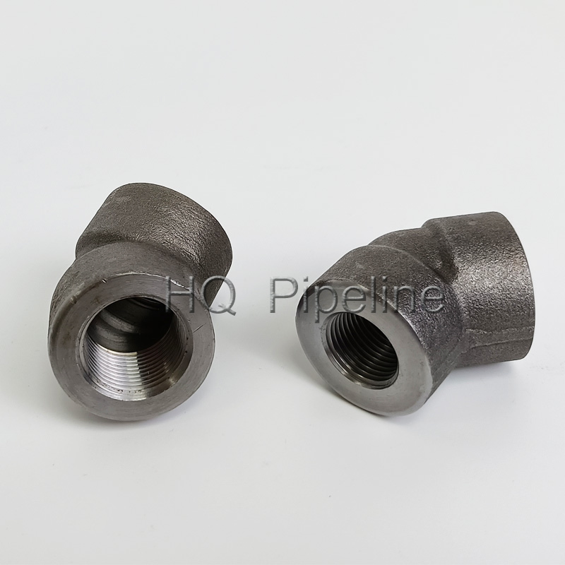 ASME B16.11 Forged Stainless Steel 45 Degree Socket Weld Threaded Pipe Elbow