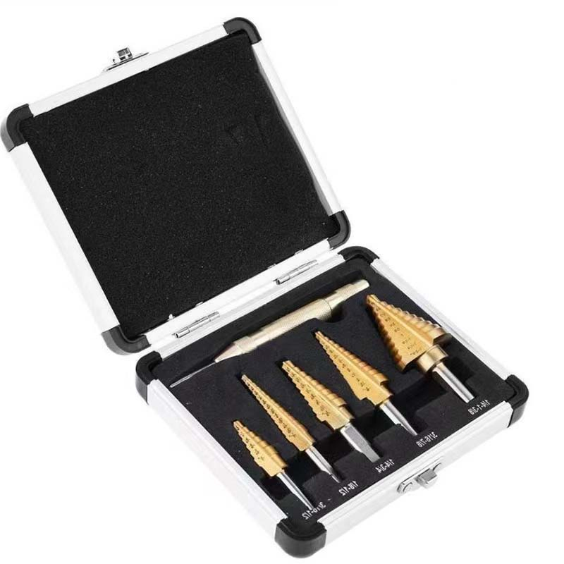 Aluminum Case Packing 5PCS HSS Cobalt Titanium Stepped Drill Bits Set