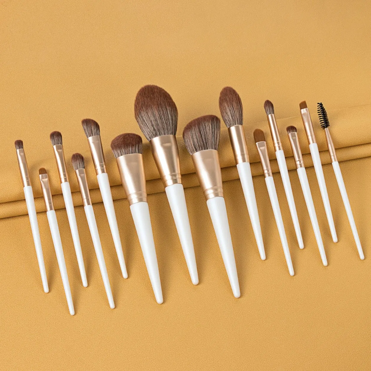 Professional Private label Makeup Brush Set Bronze Nylon Hair 14 Pieces Cosmetic Brush