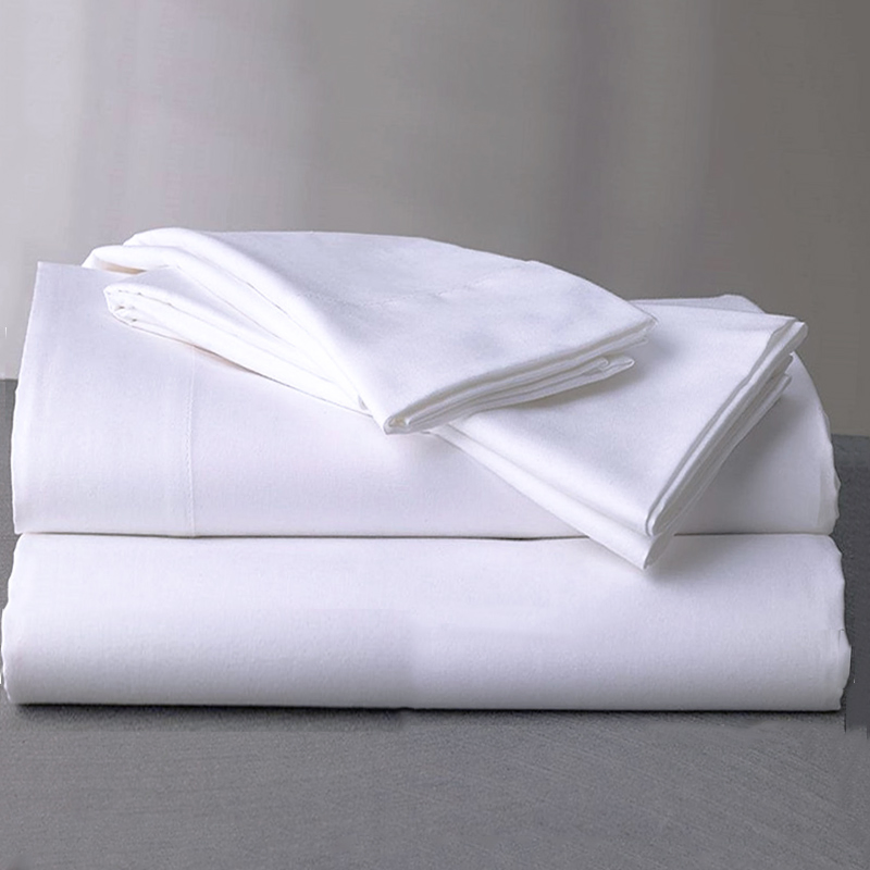 Wholesale Custom Size Breathable Hotel Bedding Set White Cotton Bed Sheet