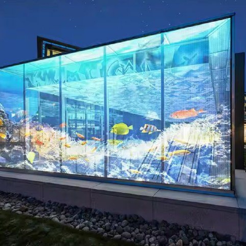 P6 P8 P10 P15 P20 Surface Self Adhesive Flexible Transparent Display for Video Playing