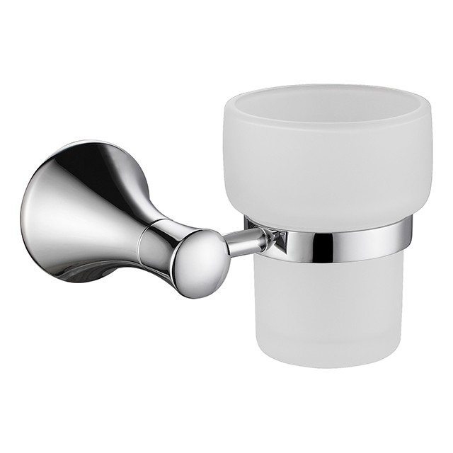 Wall Mounted Round Chrome Brass Toilet Brush Holder Set