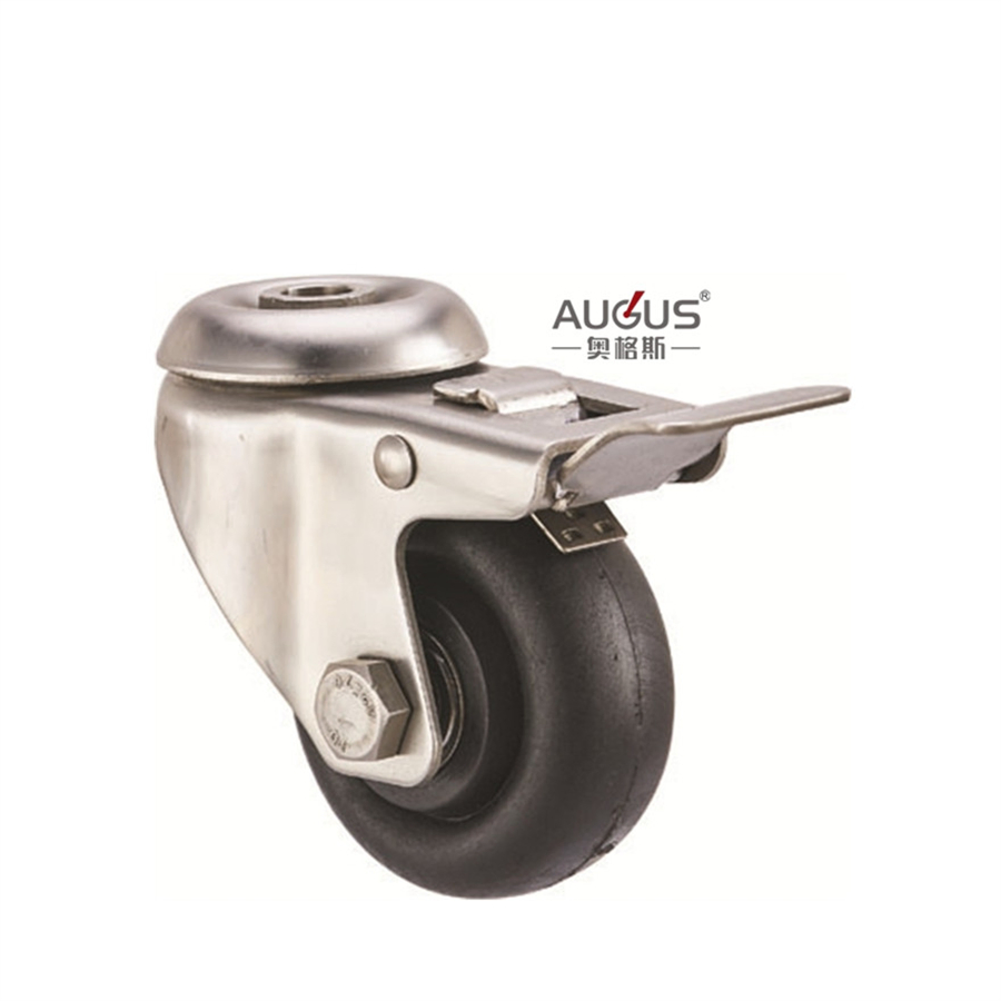 High Temperature Poly Nylon Wheel Stainless Steel Caster Wheels Hole Top Medium Duty