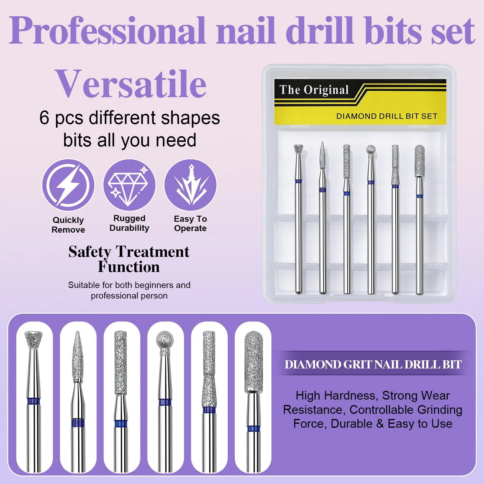 Manicure Polishing Head Set Emery Tungsten Steel Russian Pre-Treatment Nail Removal and Peeling Nail Drill Carbide Bits Kit