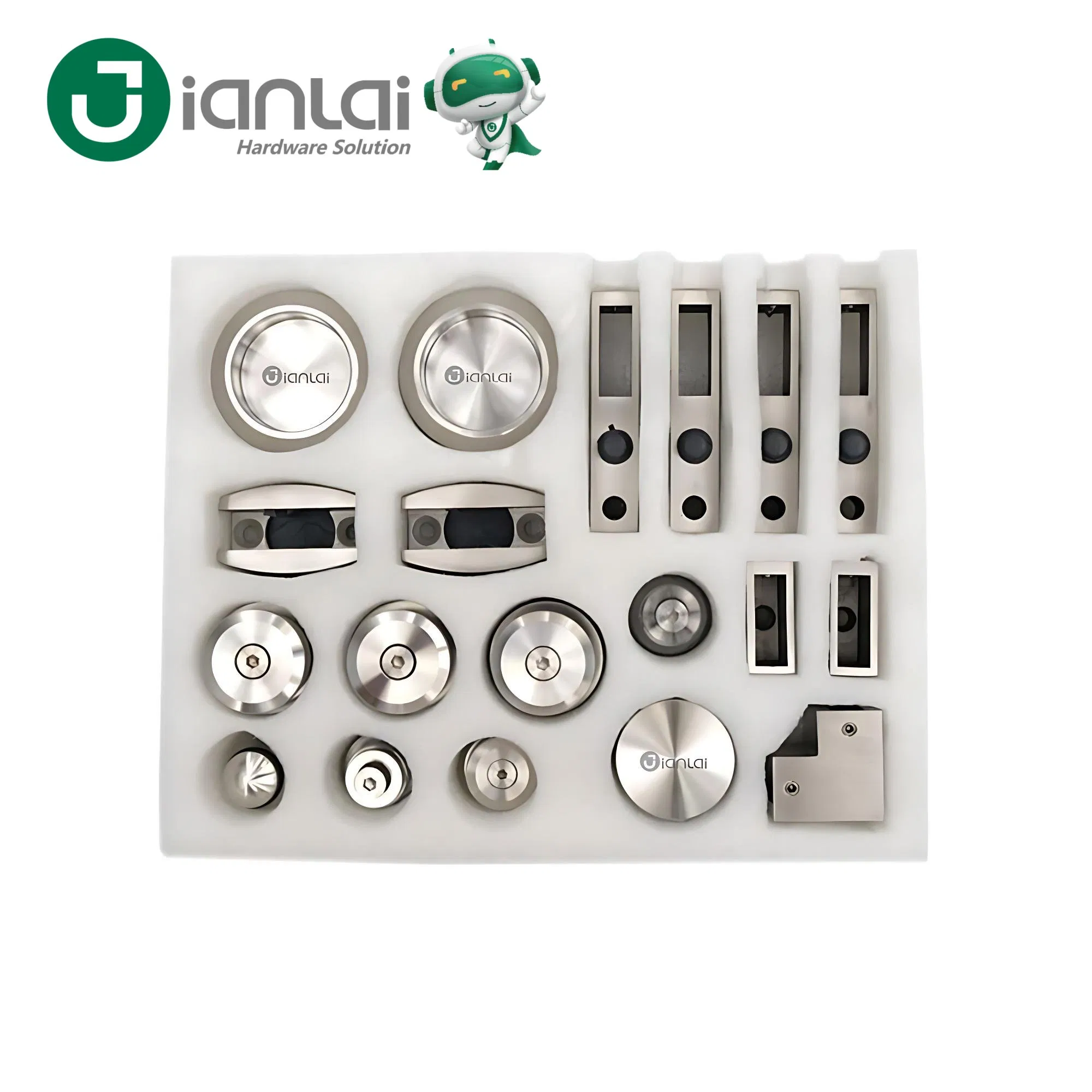 SS304 Frameless Bathroom Glass Sliding Door Hardware Shower Sliding Door Set