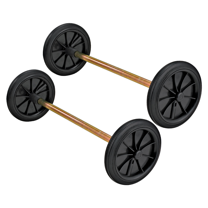 190mm Industrial Garbage Bin Wheels with Axle 555mm Stem Trash Bin Single Rubber Wheels