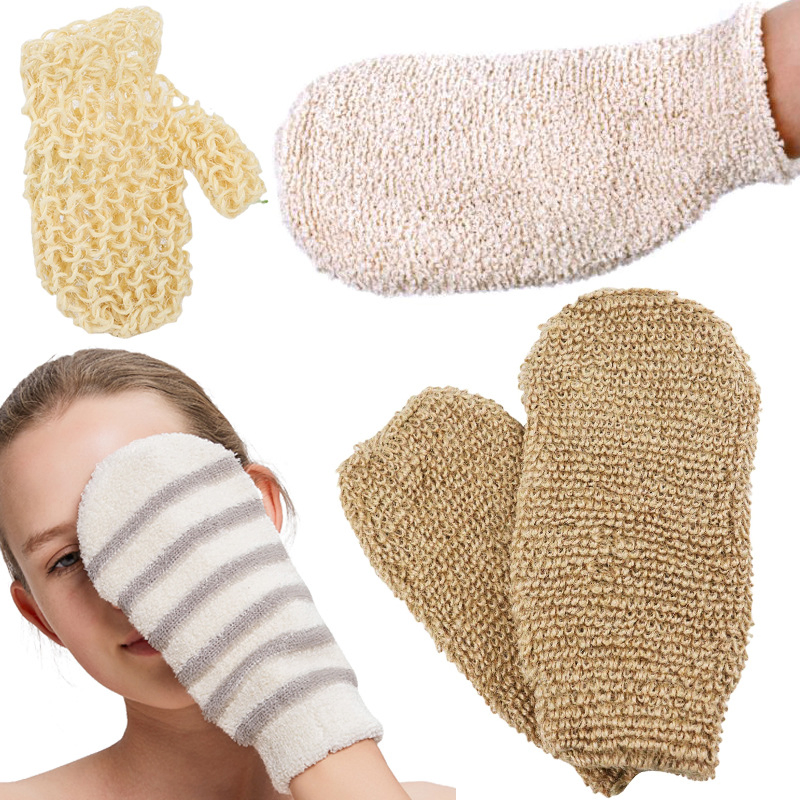 Natural Fiber Loofah Face Glove Sponge Scrubber Remove Dead Skin Bath Body Exfoliating Glove Mitt
