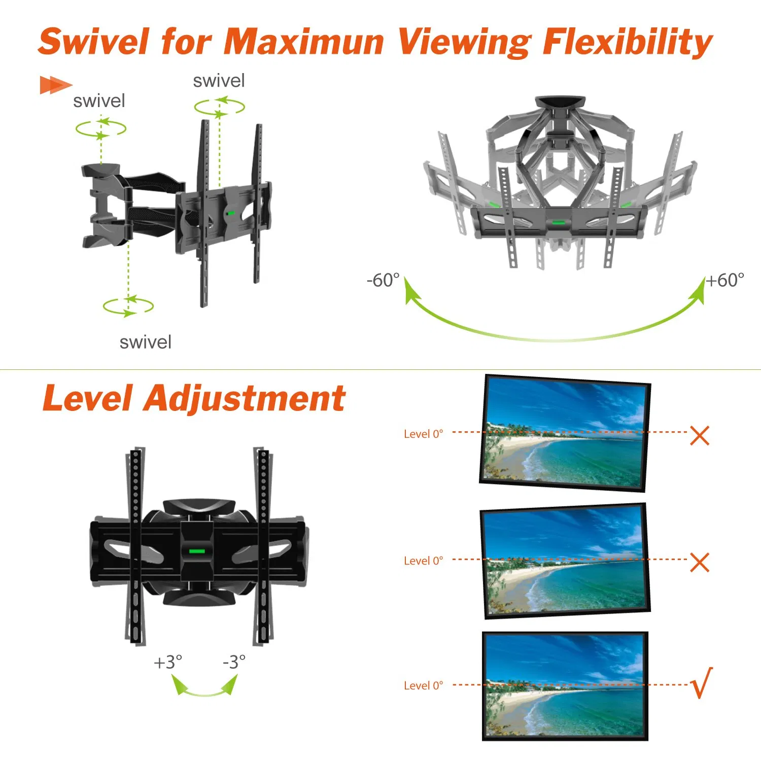 Cantilever Universal LCD TV Wall Mount for 26"-55"TV Size (CT-WPLB-2401M)