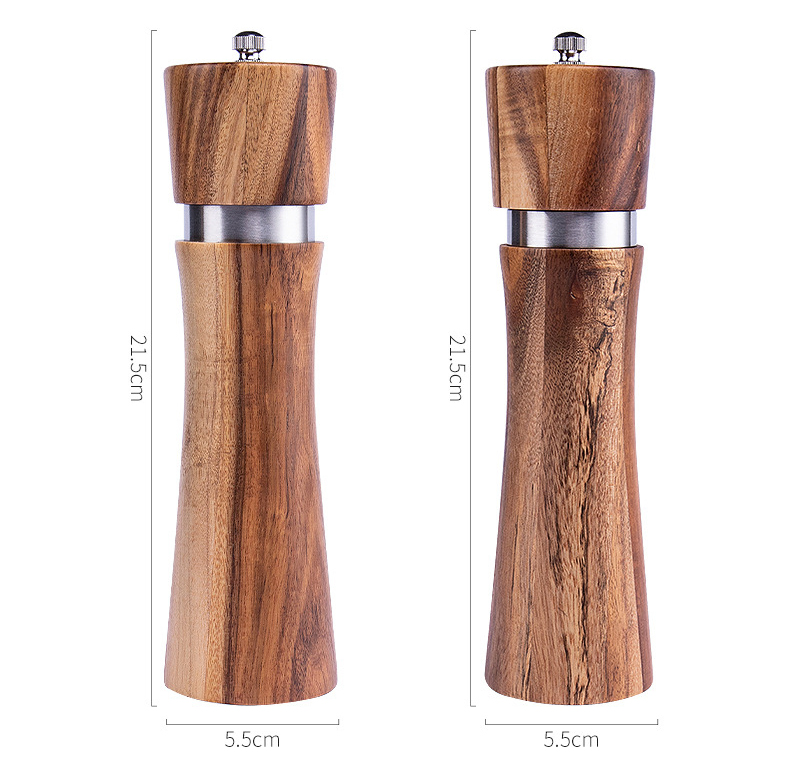 6inch 2 in 1 Wooden Manual Salt and Pepper Mill Grinder Set