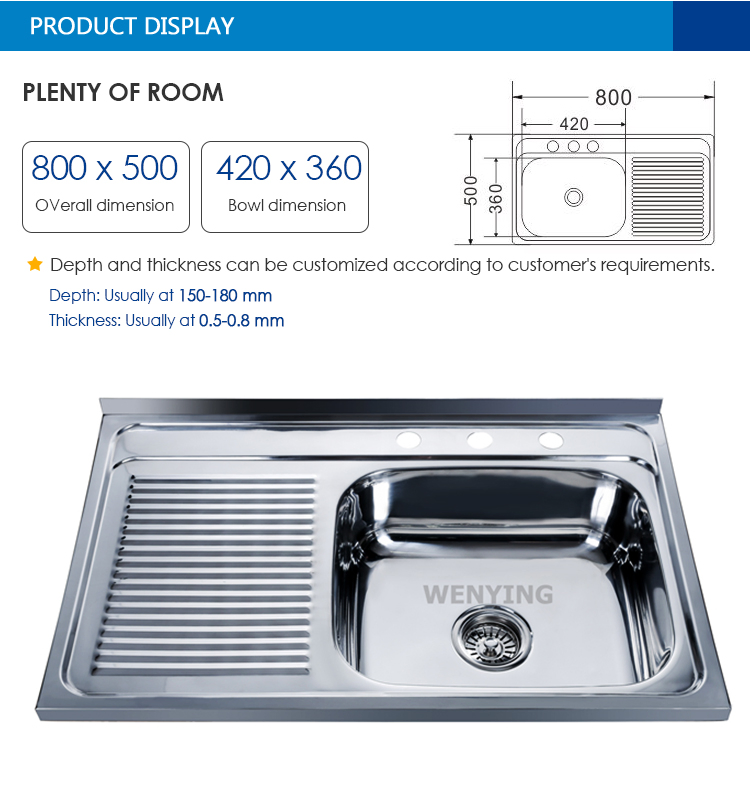Nice Moden Suit Design Hot Sale Stainless Steel Kitchen Sink 800*500mm