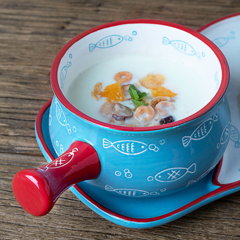Ceramic Cereal Breakfast Dessert Bowl Onion Soup Bowls with Handles