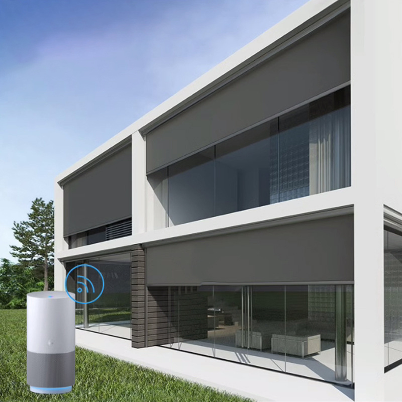 Outdoor Blackout Motorized Zip Roller Blinds