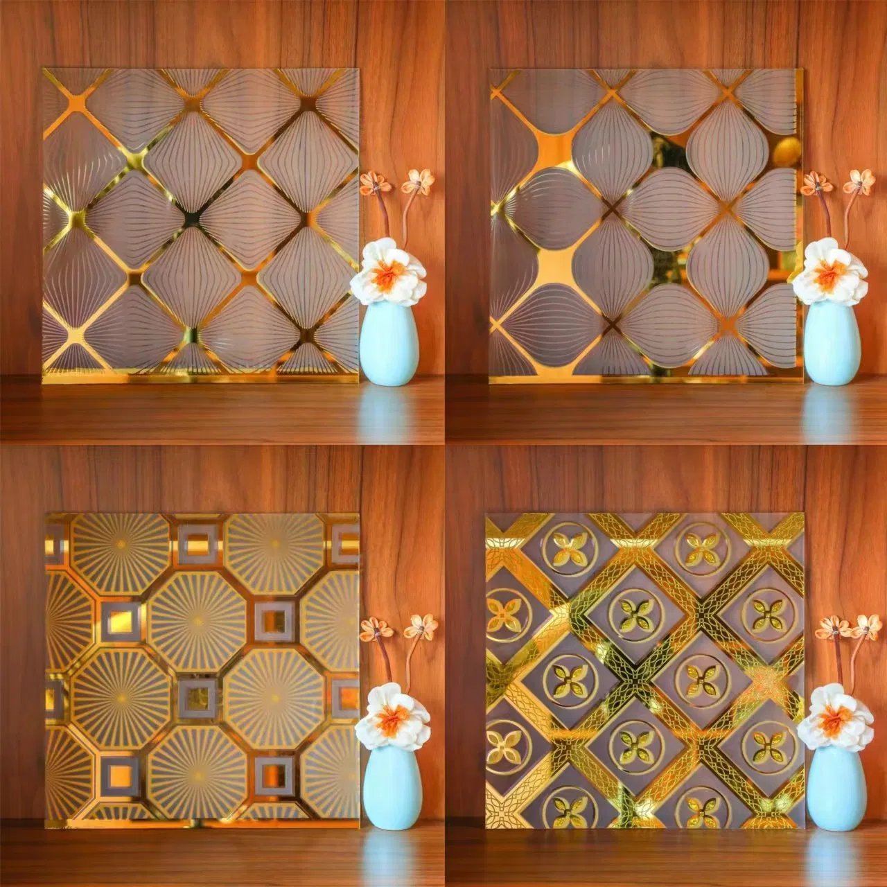 Golden Glass/Acid Etched Glass/Decorative Glass for Buildings Windows Home Decoration