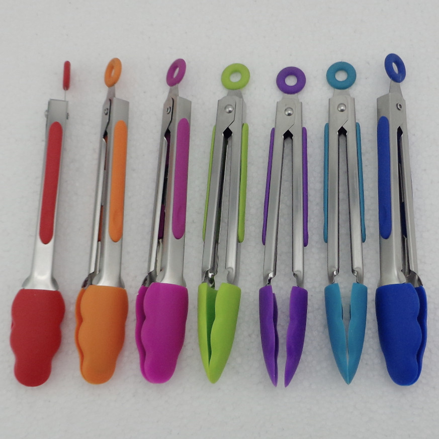 Premium Stainless Steel Silicone Tongs for BBQ and Salad Serving