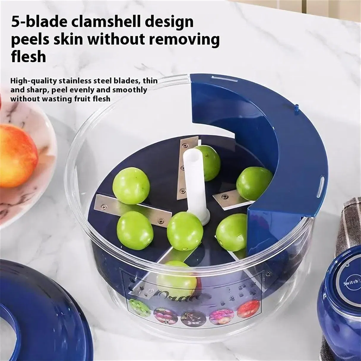 Wireless USB Rechargeable Electric Fruit Peeler, Automatic Grape & Cherry Tomato Peeling Machine for Home & Commercial Use