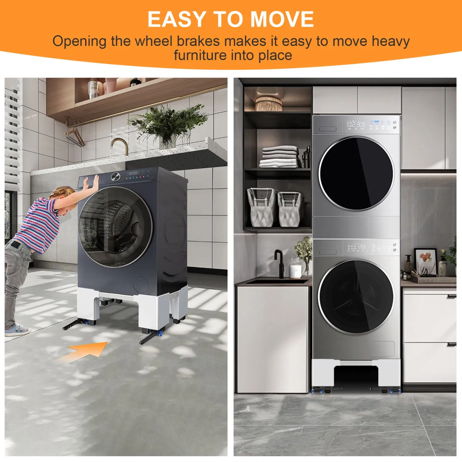 Adjustable Plastic Fridge Washing Machine Base Stand Movable Bracket