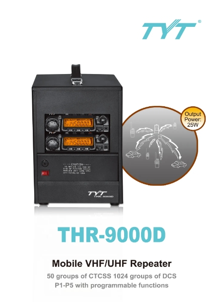 Tyt Thr-9000d Mobile VHF/UHF Repeater Compact and Lightweight Repeater 16CH P1-P5 with Programmable Function