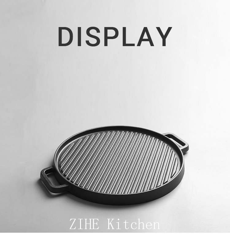 Frying Pan Multifunctional Double Sided Thick Stripes Outdoor Frying Pan