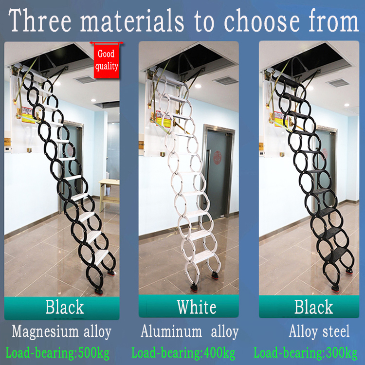 3m Office Aluminum Electric Foldable Telescopic Platform Attic Step Ladder