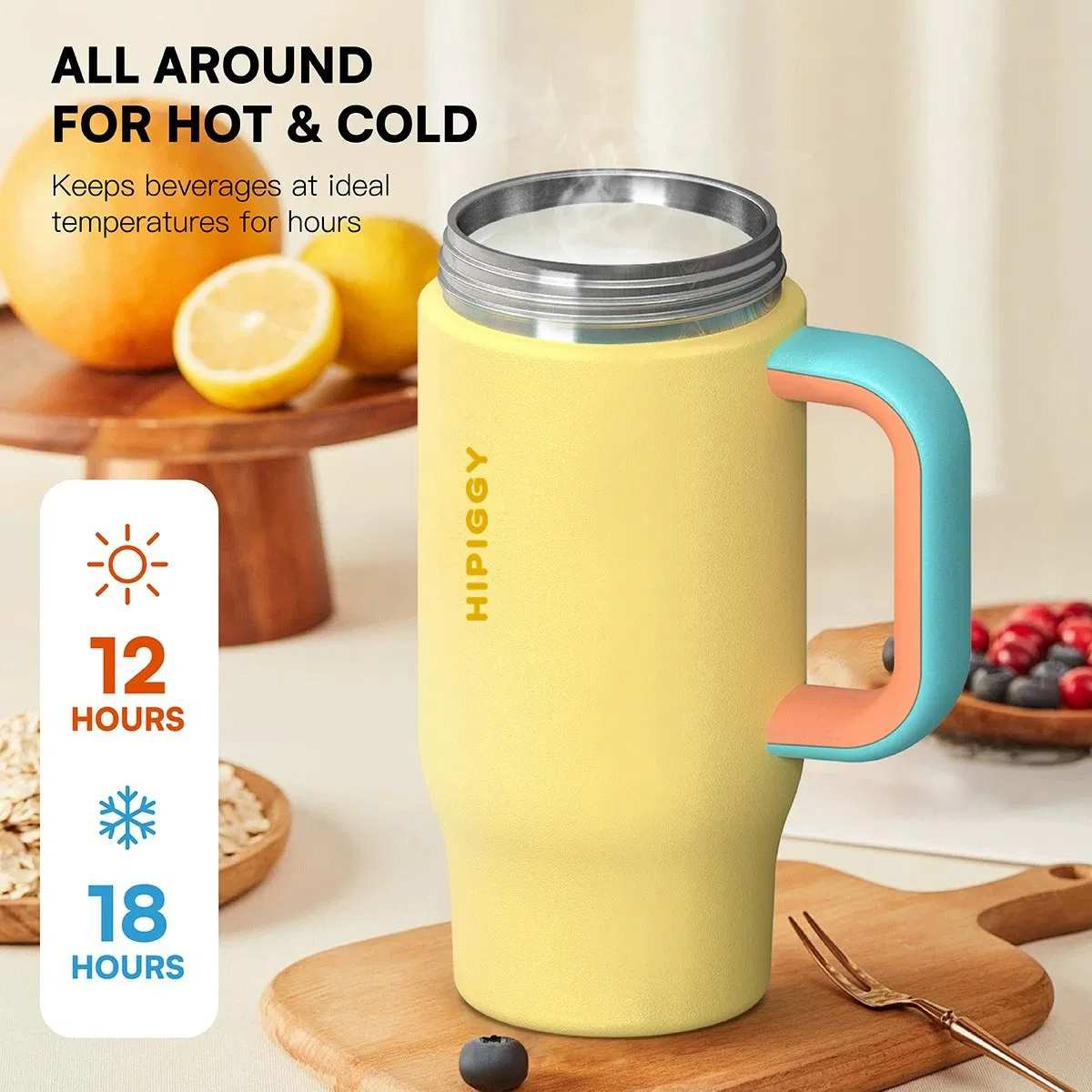 Детская термокружка из нержавеющей стали с трубочкой и ручкой