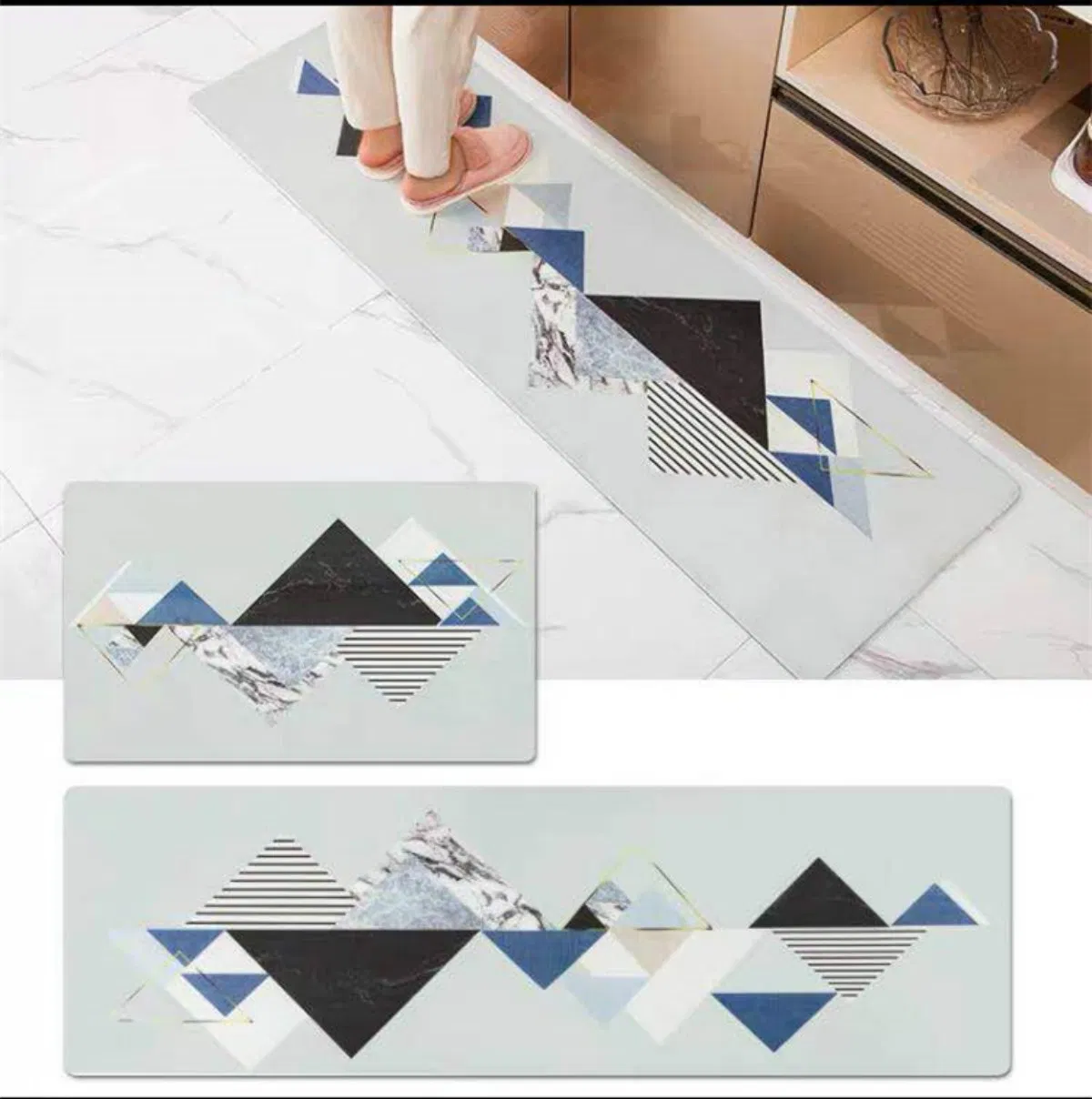 Anti Slip Kitchen Bathroom Rugs Cartoon Expression Hallway Floor Mat