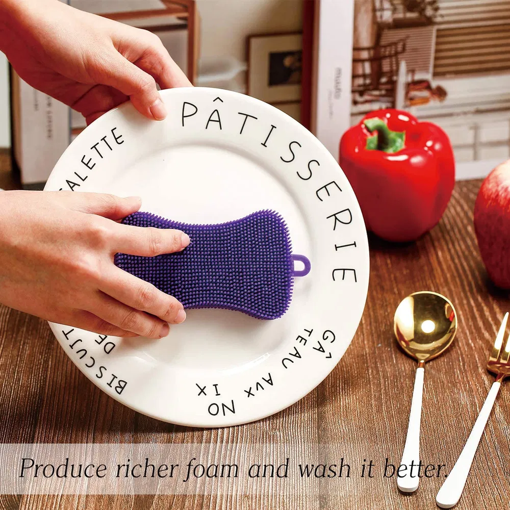 Silicone Dish Brush Kitchen Non-Stick Oil Brush, Dishwashing, Kitchen Sponge, Silicone Sponge