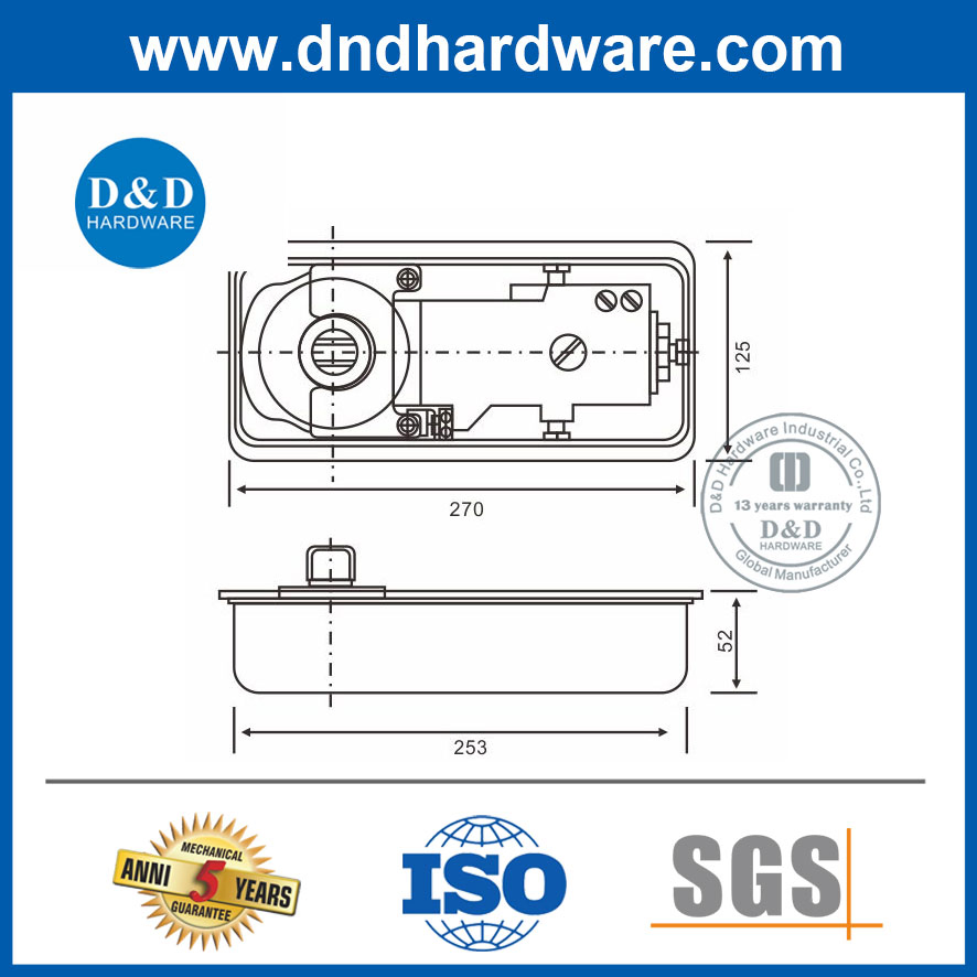 Glass Door Must Use Door Hardware Floor Spring with Stainless Steel Cover