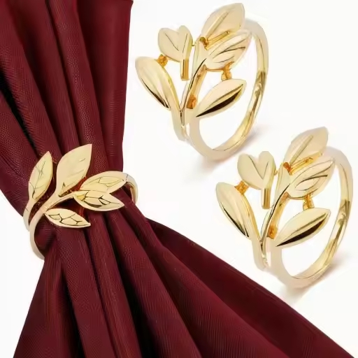 Wedding Decoration Leaf Napkin Rings Gold Napkin Rings Set for Wedding Party