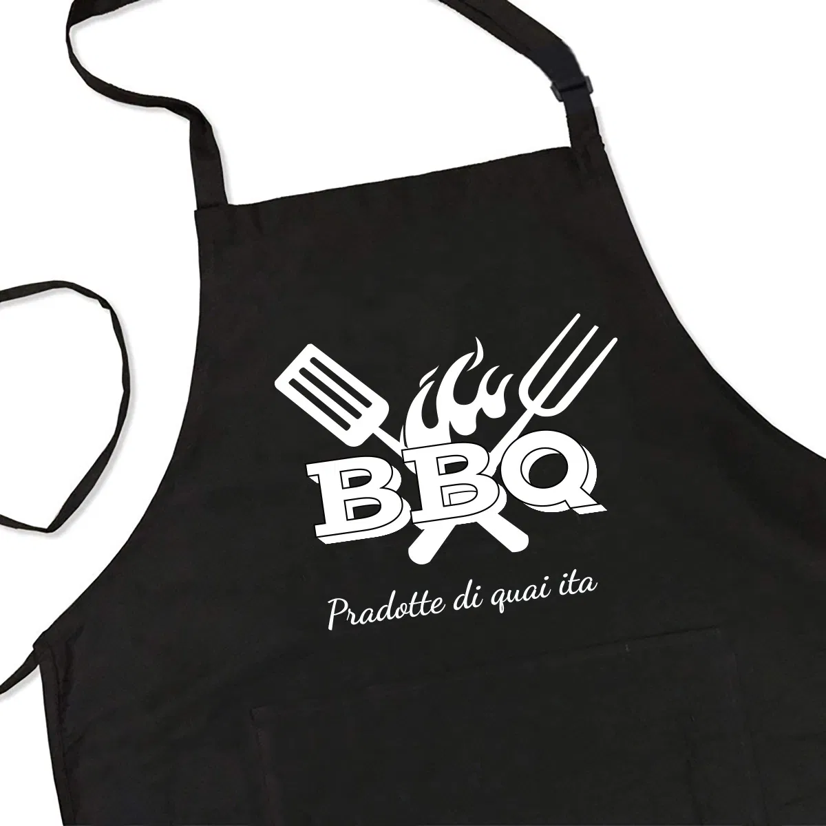 Canvas Apron, Outdoor Barbecue Apron, Wear-Resistant and Scratch-Resistant, Pocket, Letter Heat Transfer Apron