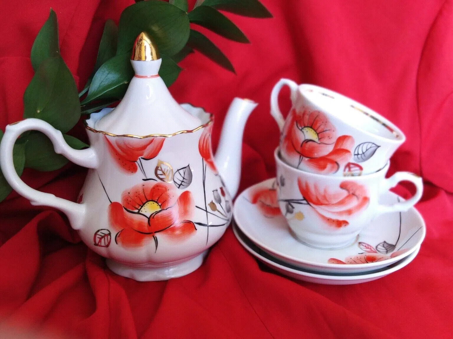 Ceramic Teapot Plate Cup Set
