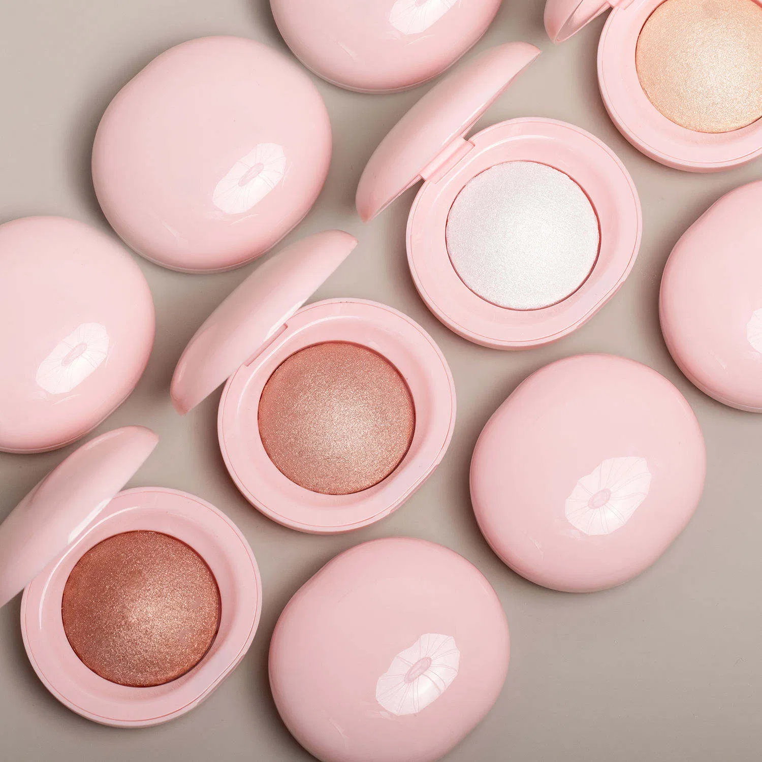 Custom Logo Long Lasting Mini Pastel Highlighter Customized Multichrome High-Shine Pressedpowder Bakedhiqhlighter Palette