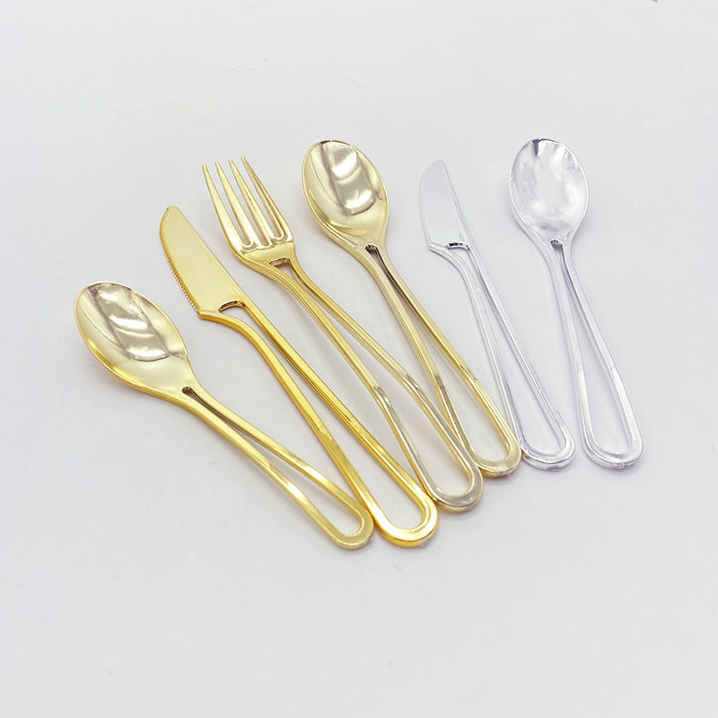 Plastic Party Takeout Knives Spoon Fork Luxury High Quality Decoration Wedding Cutlery Set Custom Logo