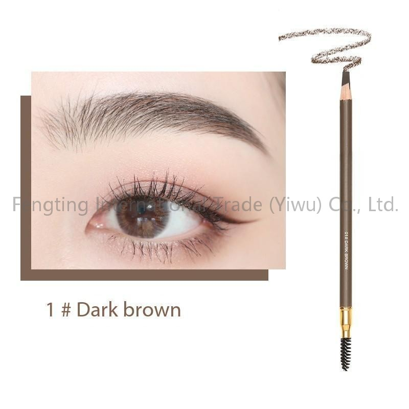 Custom Logo Newest OEM Private Label Double Headed Dark Brown Durable Wood Eyebrow Pencil New Ultra-Fine Waterproof Long-Lasting Eyebrow Pencil