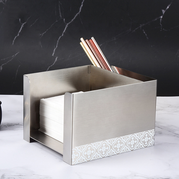 Stainless Steel 304 Gold Plated Customized Logo Napkin Holder Metal Bar Organizer