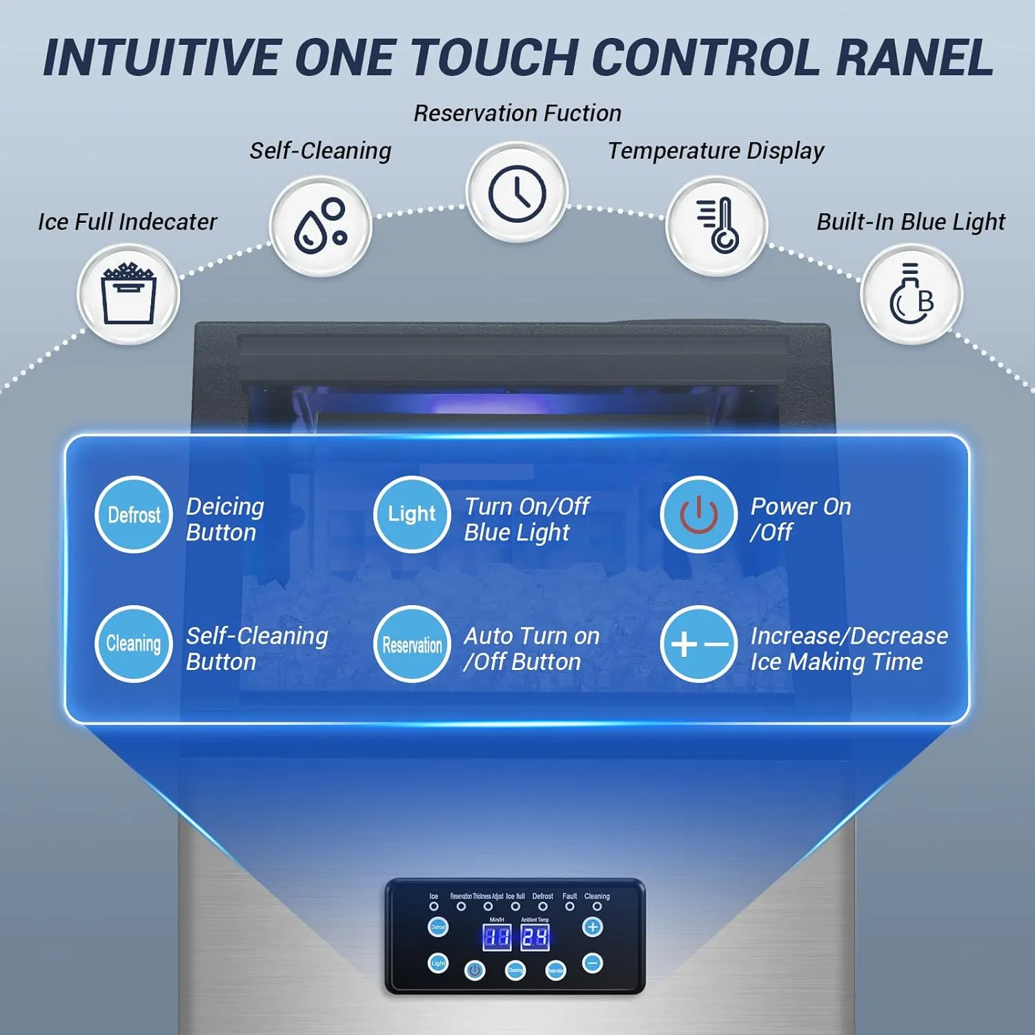 Commercial Ice Maker 100 Lbs / 45kgs Daily Production, Under Counter / Freestanding, Dual Water Inlet
