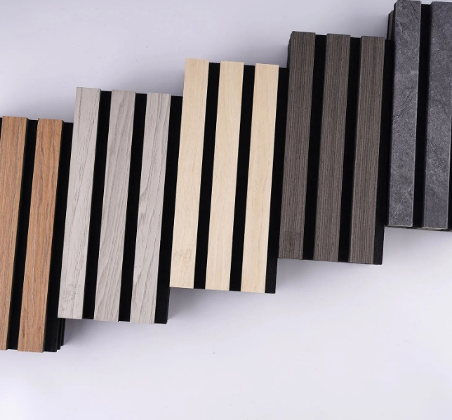 Eco Friendly Light Natural Acoustic Slat MDF PVC WPC Board Wooden Veneer 3D Wood Decorative Acoustic Wall Panel for Interior Ceiling Building Material