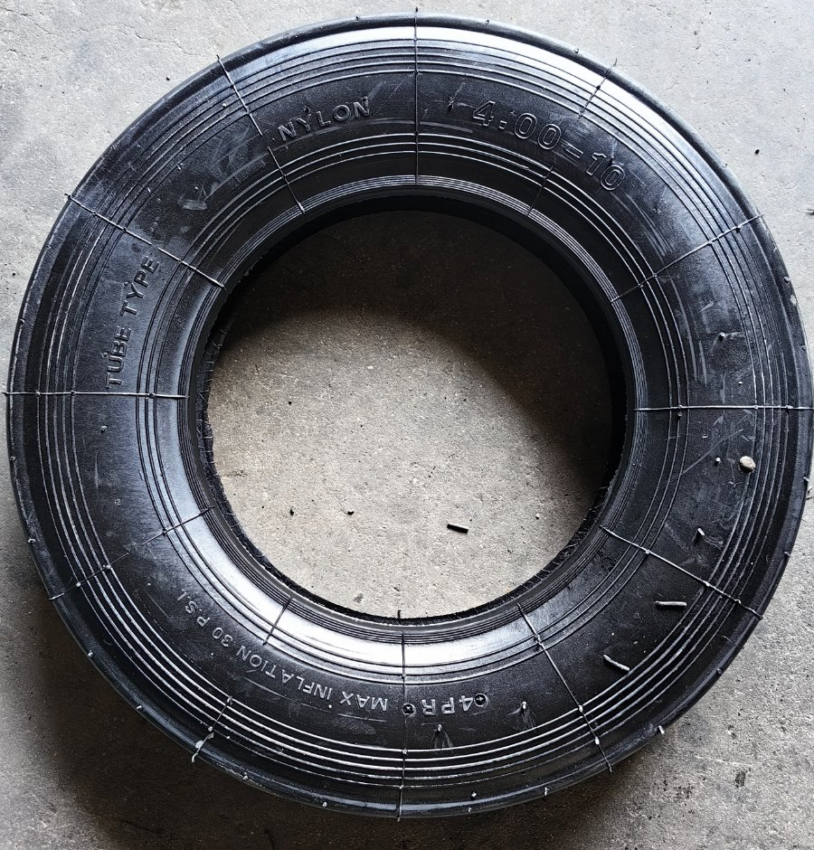 Wheel Barrow Tire and Wheel 4.00-10 Ribbed Tread