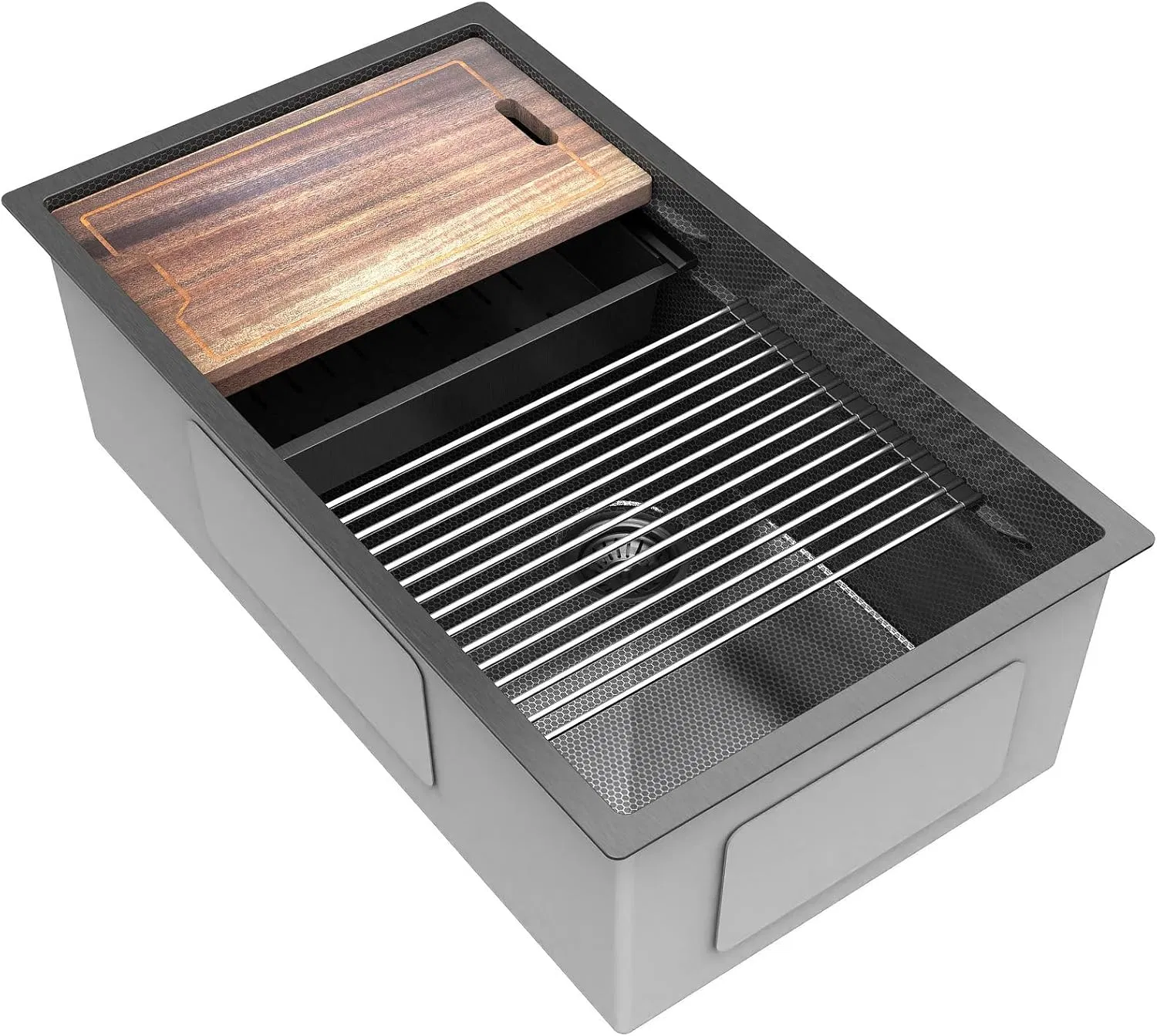 Honeycomb Embossing Nano Black Stainless Steel Intelligent Kitchen Sink Designed Large Single Bowl Sink Undermount