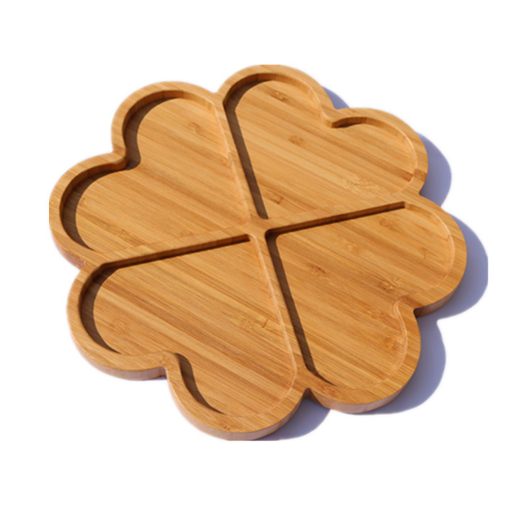 Hot Sale Customized Unique Heart Shape Bamboo Serving Tray Plate