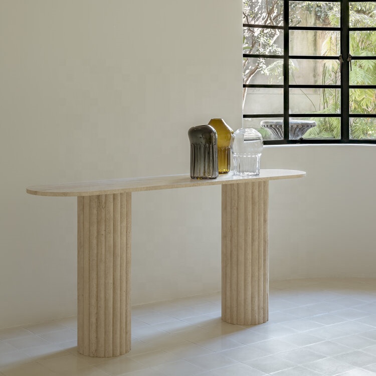 Консоль настенная черная с золотом мрамор травертин премиум