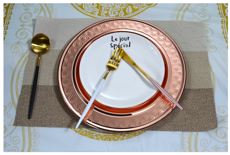 Metal Tray Stainless Steel Serving Charger Dinner Plates for Banquet Wedding