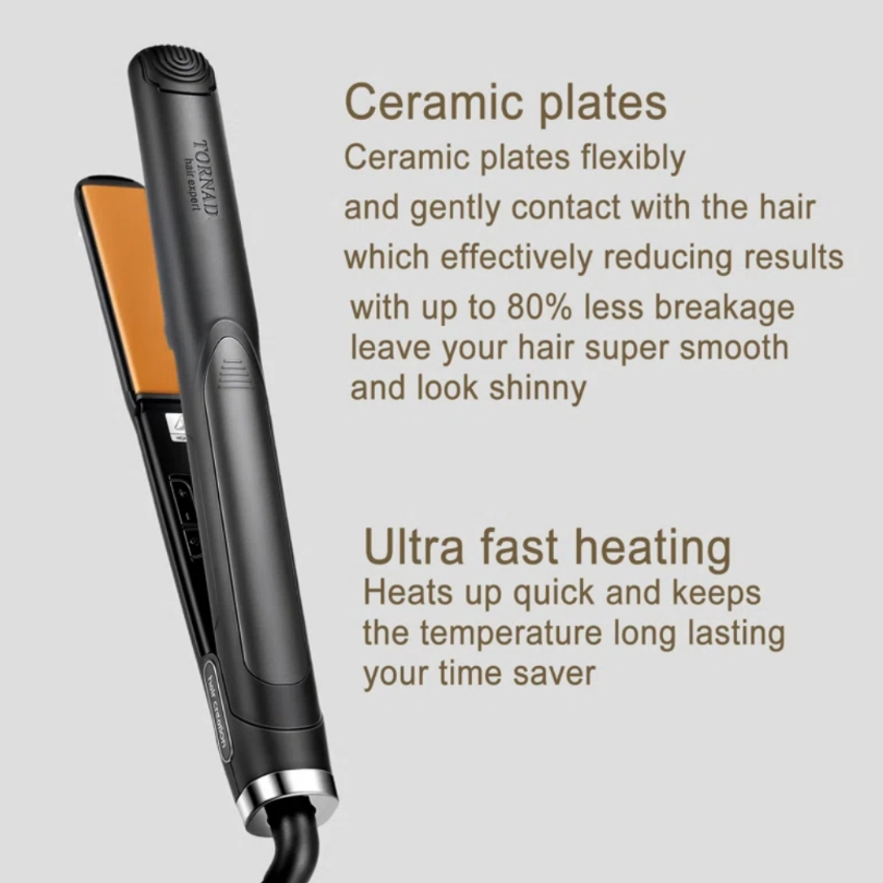 Tornado Hair Straightener Flat Iron, Curling Iron Curler Titaniumm Fast Heating Adjustable