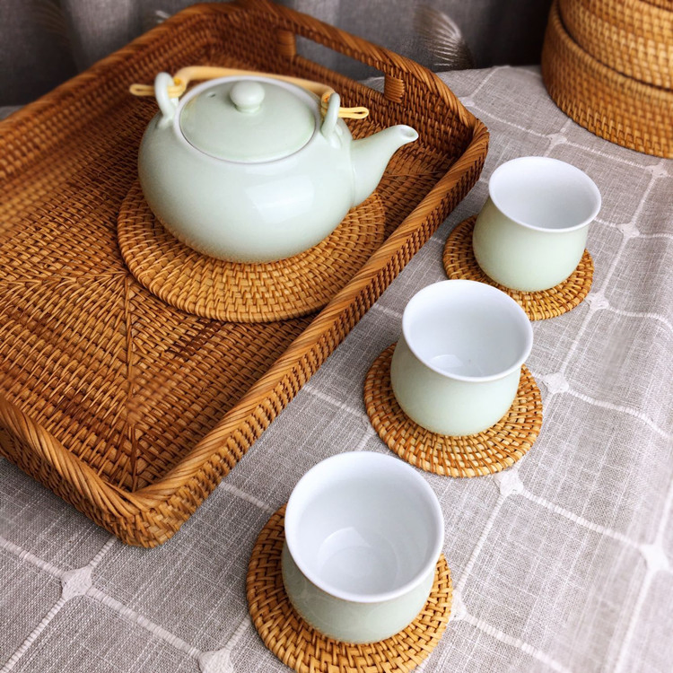 Handmade Rattan Woven Heat-Insulating Table Rattan Decor Placemats