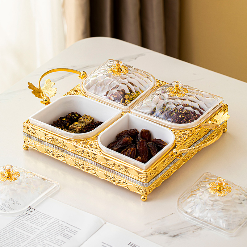 Featuring 4 Oval Bowls and a Gold-Plated Iron Stand Candy Bowl