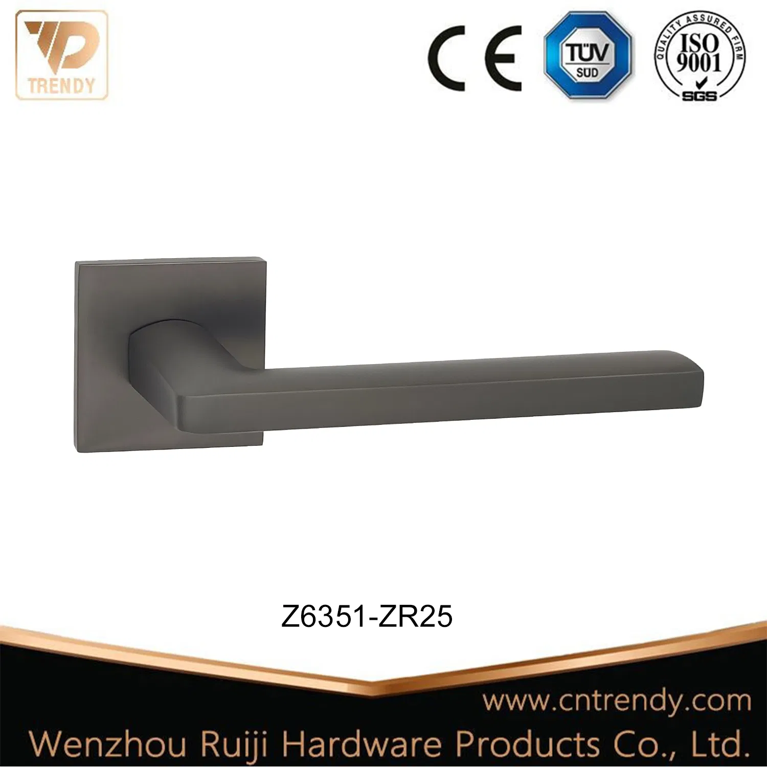 Msb Plating Wooden Interior Door Lock Hardware Door Lever Handle on Square Rose (Z6351-ZR25)