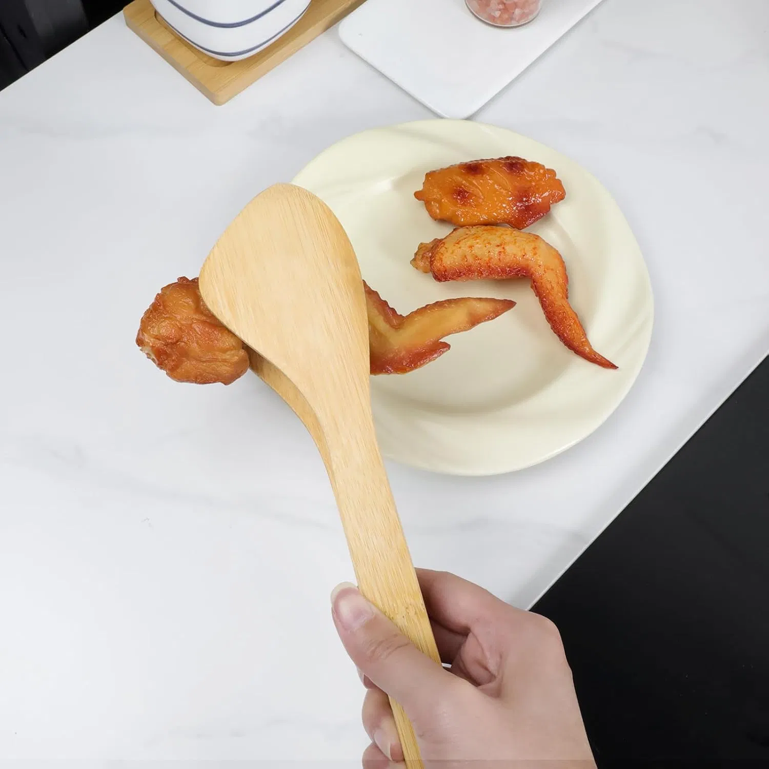 Kitchen Anti Slip Long Toaster Wooden Pliers