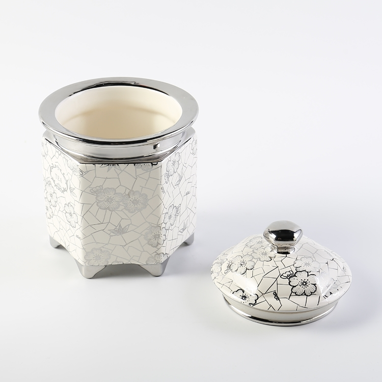 Flower Pattern Luxury Coffee Tea Small Ceramic Canister with Lids