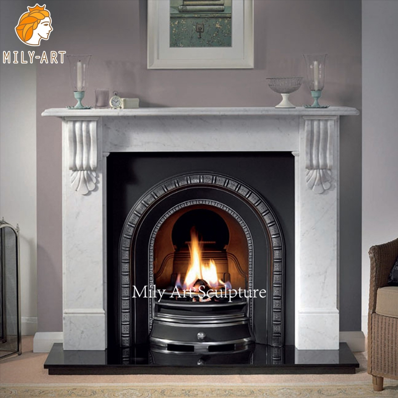 Modern Style Indoor White Marble Fireplace Surround Mantel for Sale