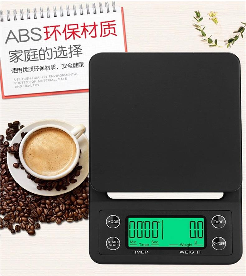 Coffee Scale with Timer, LCD Backlight Display, High Accuracy Kitchen Food Scale with Tare Function, 6.6lb/3kg Max Load, 0.1g Precision Sensor